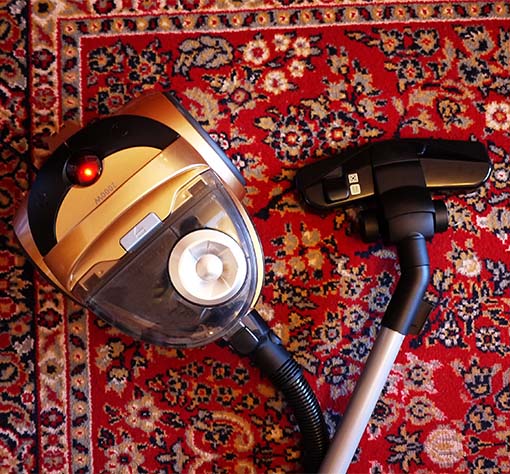 Cannister Vacuum on an area rug